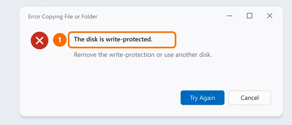 Windows error when copying to a USB drive: the disk is write-protected