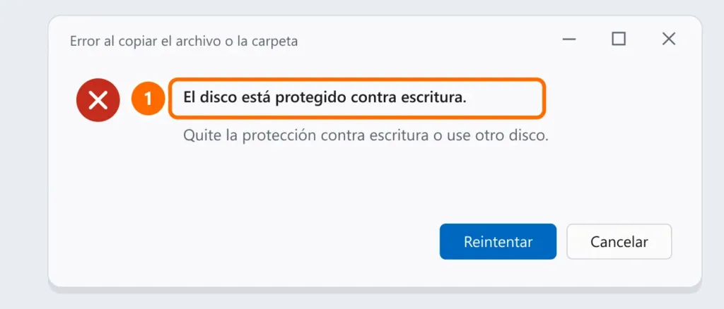 Error de Windows al copiar a la memoria USB: el disco está protegido contra escritura